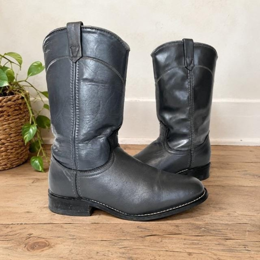 Vintage Acme Circle A Gray Leather Western Cowgirl Boots USA Womens 6